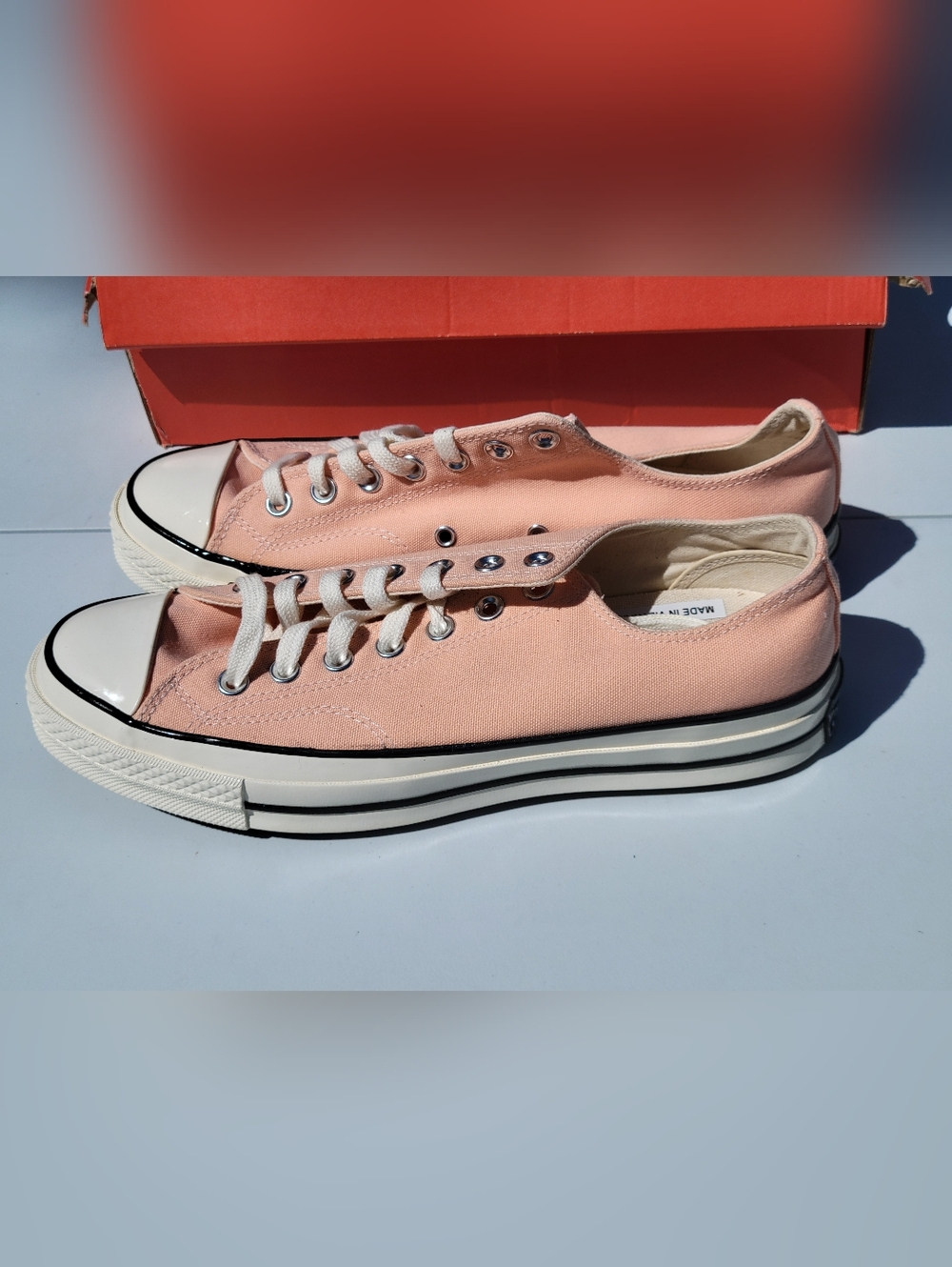 MENS 9.5/WOMENS 11.5 CONVERSE CHUCK 70 VINTAGE LOW – CHEEKY CORAL – NEW - Picture 7 of 8